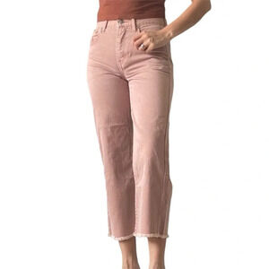 American Eagle Jeans Wide Leg Crop Light dusty Pink Denim Sz 14 button fly